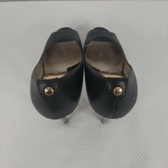 MICHAEL KORS York Platform Black Silver Heel Peep Toe Pump Size 8 Shoes - Picture 5 of 9